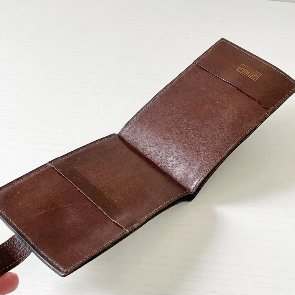 Fendi vintage brown monogram zucca canvas and leather bifold wallet